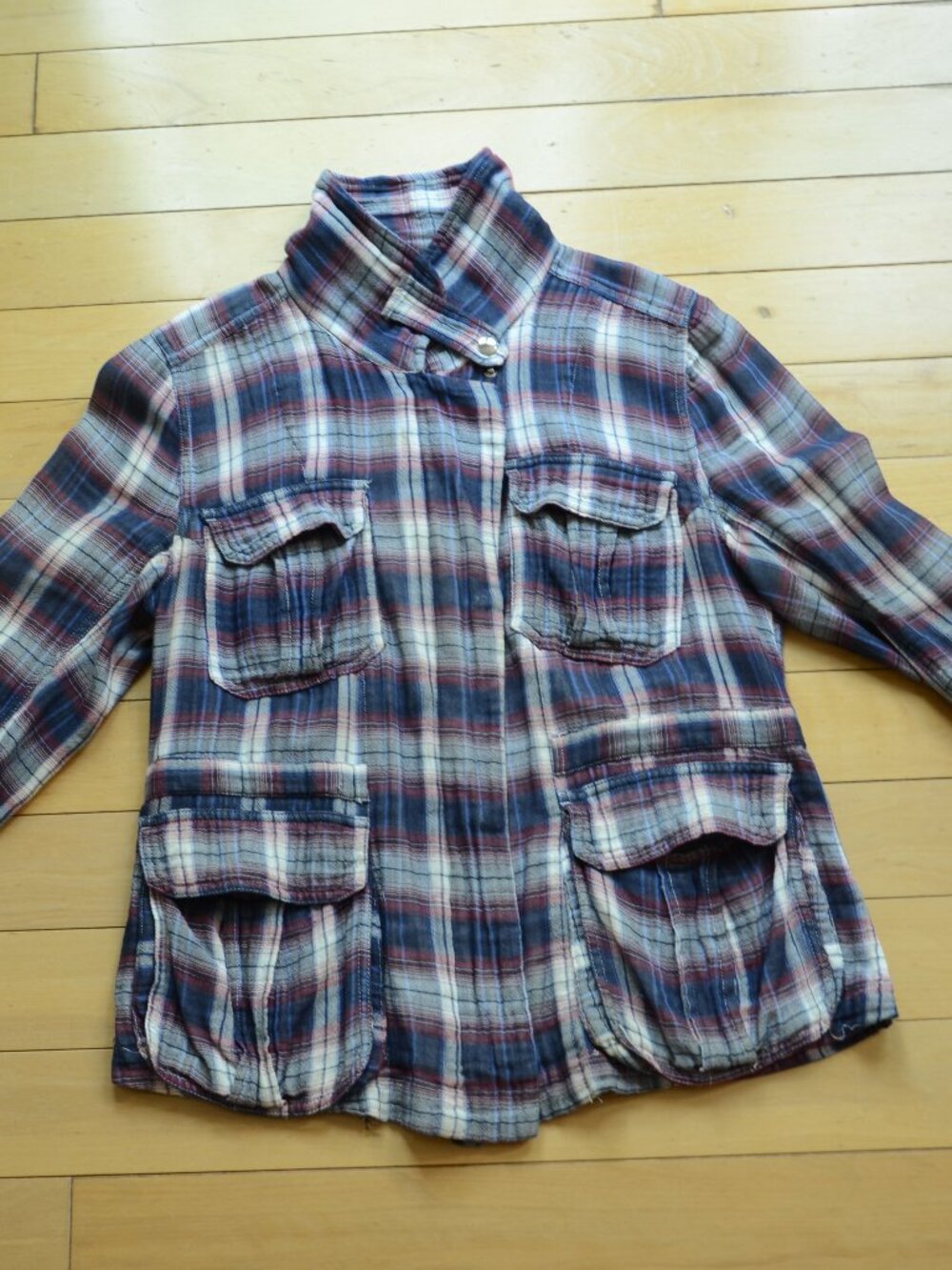 Isabel Marant Etoile Plaid Shirt Jacket Navy/Red Cotton Size 1